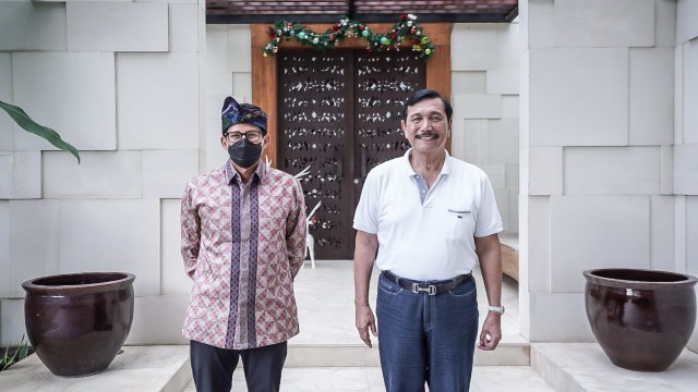 Sandiaga Uno bertemu Luhut Binsar Panjaitan di Bali. Foto: Dok. Istimewa