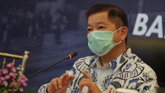 Menteri Perencanaan Pembangunan Nasional (PPN)/Kepala Bappenas Suharso Monoarfa saat Konferensi Pers Akhir Tahun Kementerian PPN/Bappenas di Ubud, Gianyar, Bali, Senin (28/12). Foto: Fikri Yusuf/ANTARA FOTO