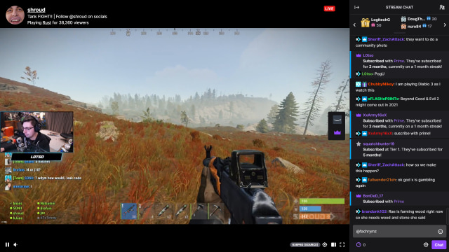 Shroud alias Michael Grzesiek sedang melakukan tayangan live-streaming di platform Twitch, Rabu (30/2020)