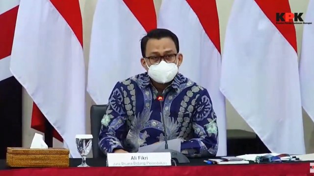 Juru Bicara Bidang Penindakan KPK, Ali Fikri, pada konferensi pers kinerja KPK Tahun 2020. Foto: Youtube/KPK RI