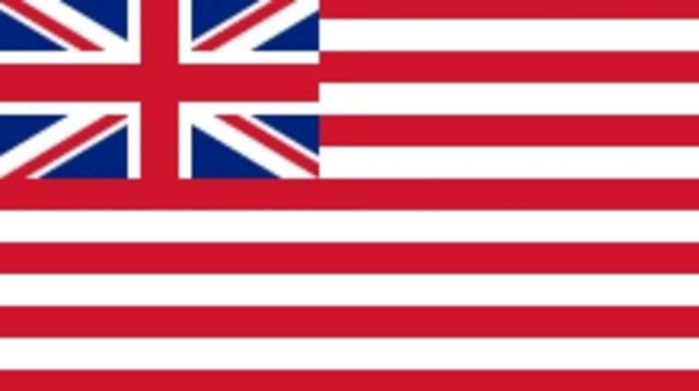 Bendera Perusahaan Hindia Timur Britania. Dok: Wikimedia Commons.