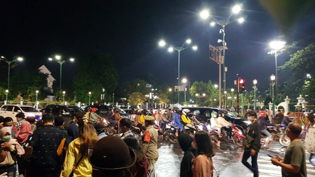 Suasana Titik Nol Kilometer saat malam tahun baru 2021, Kamis (31/12/2020). Foto: Birgita/Tugu Jogja.
