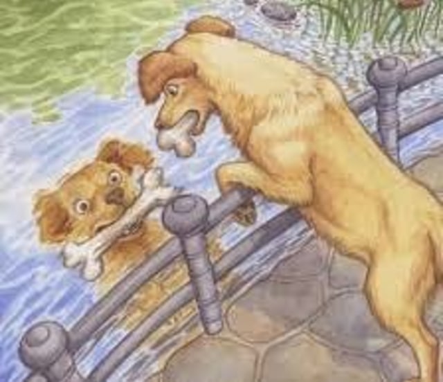 Cerita fabel Anjing yang serakah sumber ilustrasi: Dongeng Rakyat Or