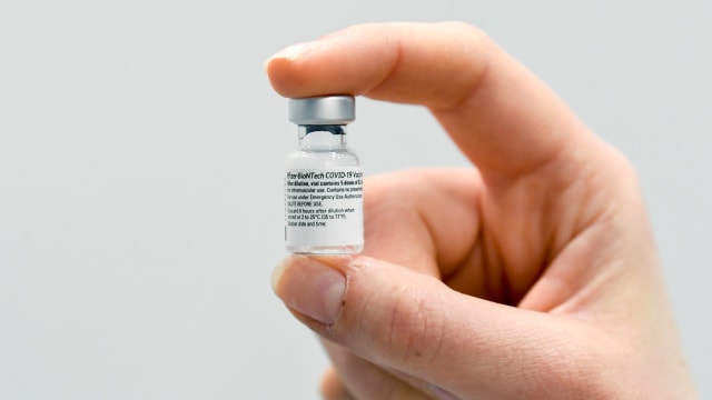 Ilustrasi vaksin corona Pfizer-BioNTech. Foto: Piroschka van de Wouw/Pool/REUTERS