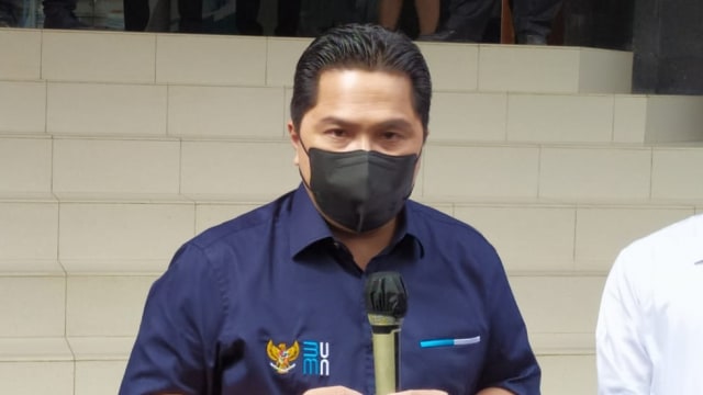 Menteri BUMN Erick Thohir di Bio Farma, Kamis (7/1). Foto: Rachmadi Rasyad/kumparan