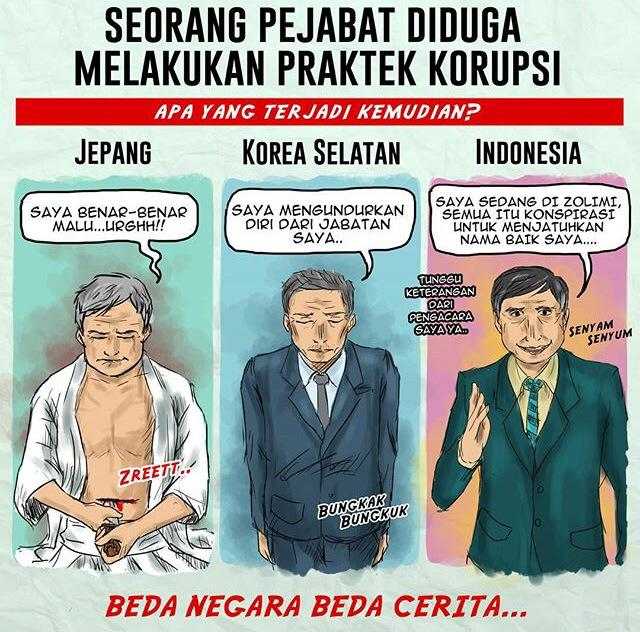salah satu meme yang menyindir budaya korupsi di Indonesia. sumber: https://www.kompasiana.com/akbaranzulai6042/5b2b9e6c16835f2fc20c8eb4/snjata-ampuh-meme-politik?page=all