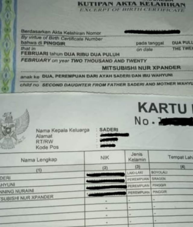 Nama bayi Mitsubishi Nur Xpander. dok. instagram.com/indrafathan