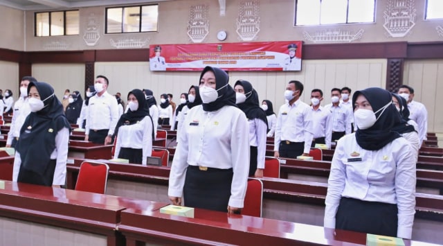 410 CPNSD Formasi Tahun 2019 di Lingkungan Pemprov Lampung Terima SK yang di gedung Pusiban, Selasa (12/1) | Foto : Adpim Pemprov Lampung