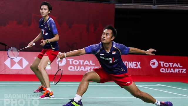 Ganda campuran Indonesia Hafiz Faizal dan Gloria Emanuelle Widjaja pada pertandingan BWF World Tour Finals di Impact Arena, Bangkok, Thailand. Foto: Raphael Sachetat/Badmintonphoto/BWF