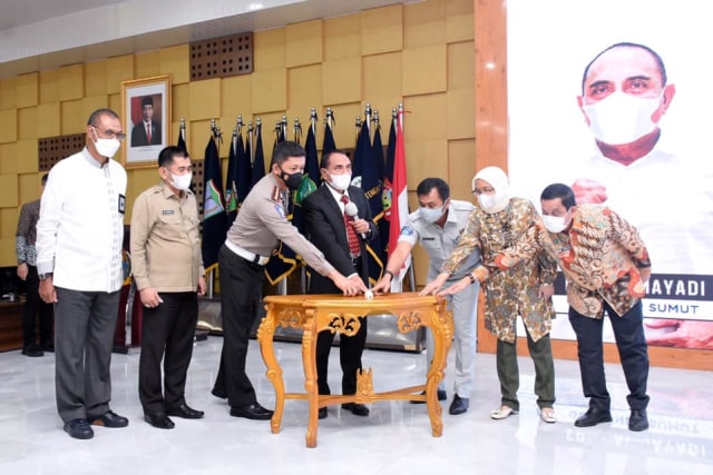 Peluncuran awal aplikasi e-Samsat Sumut Bermartabat. Foto: Istimewa.
