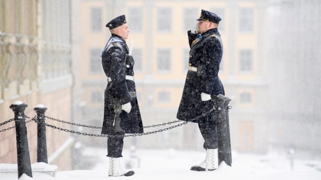 Saat kota Stockholm diselimuti salju. Foto: TT NEWS AGENCY via REUTERS