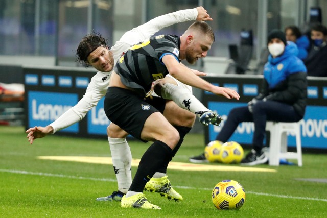 Pertandingan Inter Milan vs Benevento di Stadion San Siro, Milan, Italia, Sabtu (30/1). Foto: Alessandro Garofalo/REUTERS