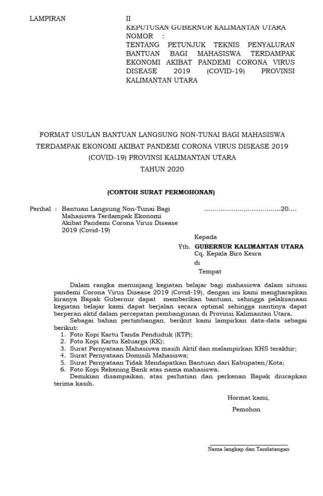 Contoh Surat Permohonan, Sumber: Kumparan