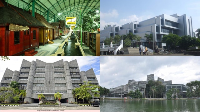 Kampus dengan Gedung Perpustakaan Unik, Ada yang Punya Sungai Buatan di Dalamnya dok UI, Unmal, Unand, dan ITB