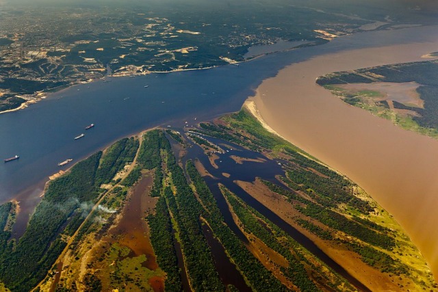 Fenomena unik dua sungai yang tak menyatu di Brasil Foto: Dok. Wikimedia Commons