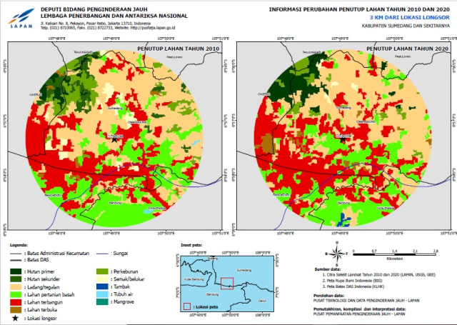 Citra satelit Lapan di daerah longsor Sumedang. Foto: Dok. LAPAN
