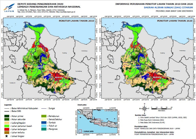 Citra satelit Lapan di daerah longsor Sumedang. Foto: Dok. LAPAN