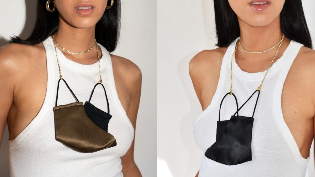 Ilustrasi Mengalungkan Masker Menggunakan Strap Mask Foto: Dok. shopstyleguise