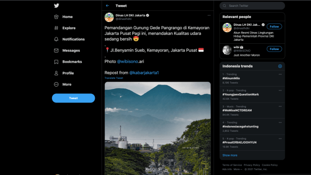 Tangkapan layar foto Gunung Gede Pangrango yang viral di media sosial. 
 Foto: Dok. Istimewa