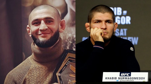 Khamzat Chimaev dan Khabib Nurmagomedov. Foto: Instagram/@khamzat_chimaev & Noah K. Murray USA TODAY Sports via Reuters