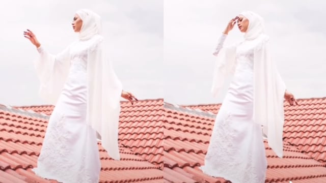 Pengantin foto di atas genteng rumah. dok. TikTok/ariffrosly