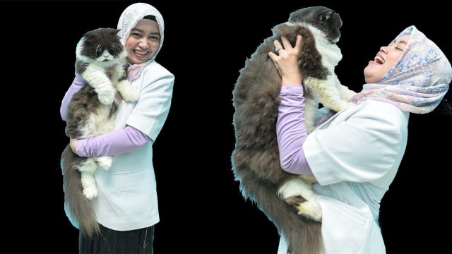 Nurul Anjar Prastiwi bersama kucing kesayangannya.(dok/pribadi).