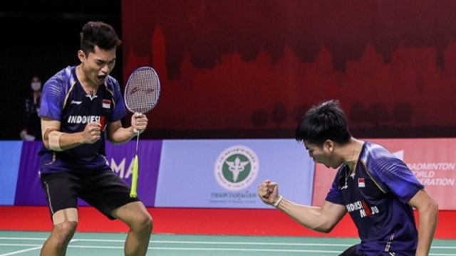 Pebulu tangkis ganda Indonesia, Pramudya Kusumawardan dan Yeremia Erich Yoche Yacob Rambitan. Foto: PBSI