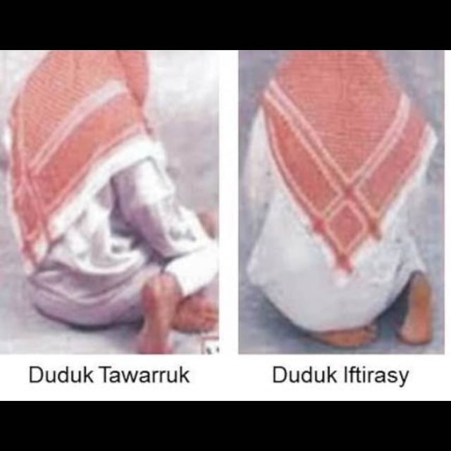 Ilustrasi perbedaan duduk tawarruk dan duduk iftirasy Foto: instagram.com/tepilurus