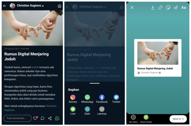 Cara Share Artikel ke Instagram Stories. Foto: kumparan