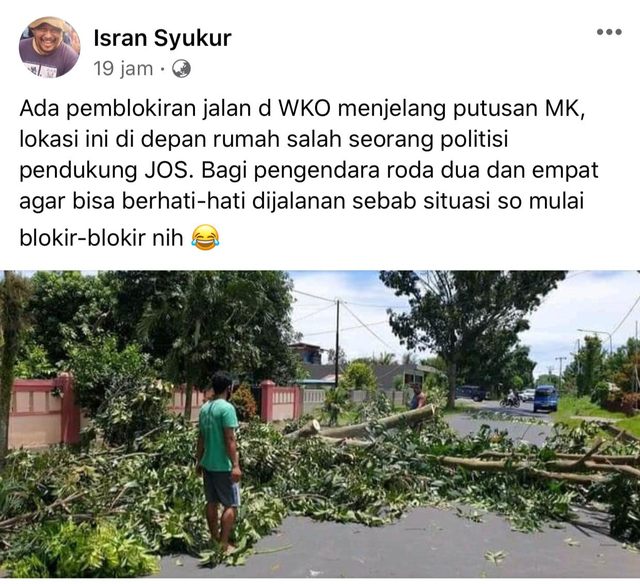 Tangkap layar unggahan oknum dosen yang memuat informasi palsu.