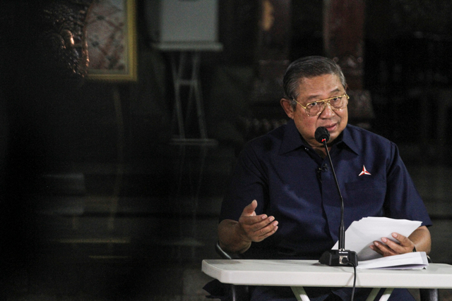 Ketua Majelis Tinggi Partai Demokrat Susilo Bambang Yudhoyono di Puri Cikeas, Bogor, Jawa Barat, Jumat (5/3). Foto: Asprilla Dwi Adha/Antara Foto