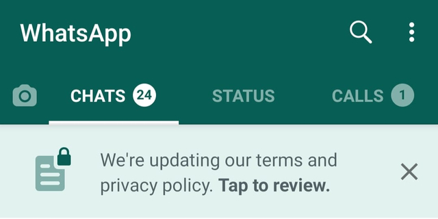 Notifikasi baru WhatsApp soal kebijakan privasi mereka. Foto: Aulia Rahman Nugraha/kumparan