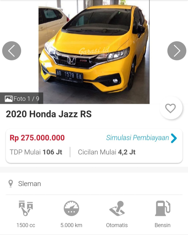 Honda Jazz Bekas Tahun Muda. Foto: dok. Garasi.id