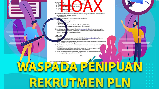 Waspada penipuan informasi lowongan kerja PLN