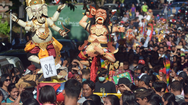 Pawai ogoh-ogoh menyambut Nyepi Foto: Wira Suryantala/ANTARA