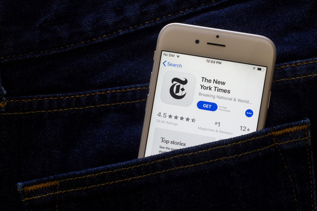 Ilustrasi aplikasi New York Times. Foto: Shutter Stock