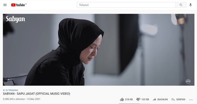 Video klip Sabyan Gambus. Sumber: YouTube