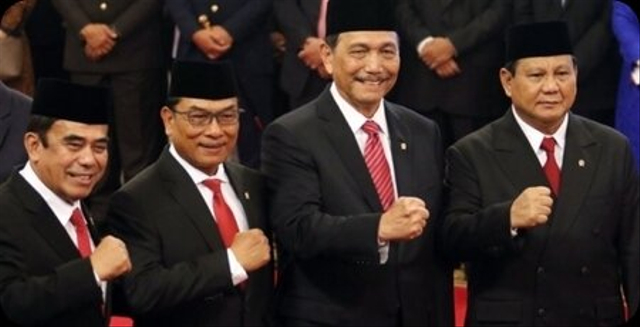 Foto :Fachrul Razi , Moeldoko, Luhut Binsar Pandjaitan, Prabowo