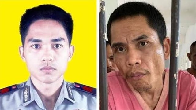 Foto kolase Asep dulu dan kini, polisi yang diduga hilang ketika tsunami Aceh 2004 dan ditemukan di RSJ. Dok. Instagram/ndorobeii