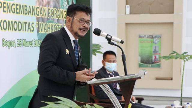 Mentan RI Syahrul Yasin Limpo membuka talkshow komoditas Porang di Auditorium Puslitbangtan, Cimanggu, Bogor, Jawa Barat, Kamis (25/3). Foto: Kementan RI