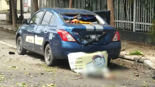 Lokasi ledakan bom di depan Katedral Makassar, Minggu (28/3). Foto: Dok. Istimewa