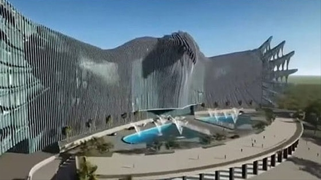 Visualisasi desain Istana Negara di ibu kota baru. Foto: Bappenas/@suharsomonoarfa