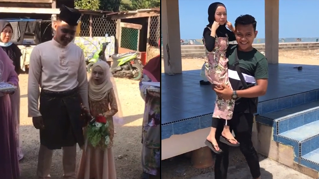 Perempuan bertubuh kecil bersama suaminya. (Foto: @buyahhh/TikTok)