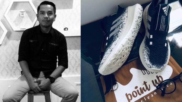 Dimas Baso Raden dan bisnis laundry sepatunya Point Up.(dok/pribadi)