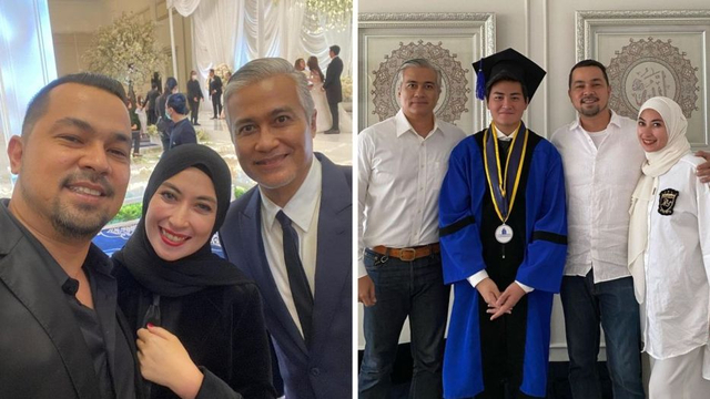 Potret kompak Sultan Djorghi suami Annisa Trihapsari dengan mantan suami dari istrinya. Foto: Instagram @adjiepangestu