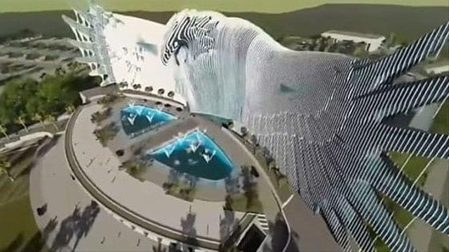 Visualisasi desain Istana Negara di ibu kota baru. Foto: Bappenas/@suharsomonoarfa