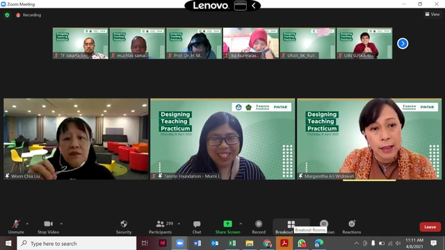 Tangkapan layar webinar Mendesain Praktik Mengajar Calon Guru yang digelar Tanoto Foundation menghadirkan Prof. Liu Woon Chia, guru besar The National Institute of Education (NIE) berbagi pengalaman Singapura mencetak calon guru berkelas dunia, Kamis (8/4/2021).