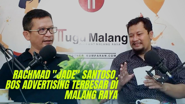 Bos Advertising Rachmad 'Jade' Santoso saat wawancara di podcast bersama CEO Tugu Media Group. (foto: Rubianto)