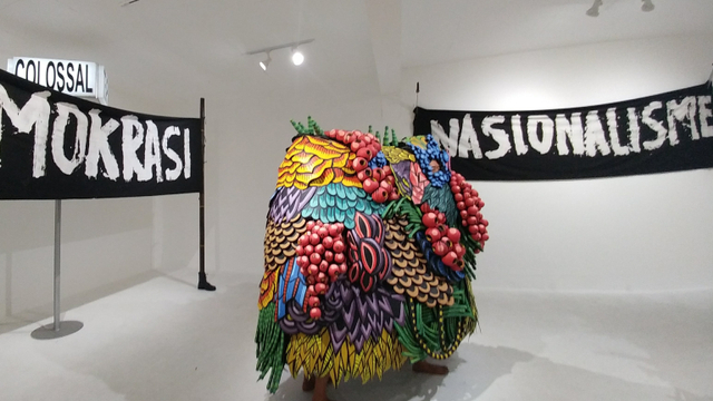 Salah satu karya perupa Jogja, Eko Nugroho, pada pameran Art Jog 2019. Karya Eko Nugroho menjadi salah satu karya seni dari Jogja yang terserap di pasar internasional. Foto: ESP
