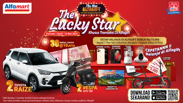 Yuk, ikut undian hadiah "The Lucky Star" Alfagift, ribuan hadiah menunggumu! Dok. Alfamart.